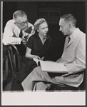Director Bretaigne Windust, Dorothy Gish, and playwright Howard Teichmann in rehearsal for the stage production The Girls in 509