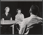 Dorothy Gish, Imogene Coca, and unidentified man in rehearsal for the stage production The Girls in 509