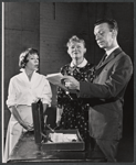Imogene Coca, Peggy Wood, and James Millhollin in rehearsal for the stage production The Girls in 509