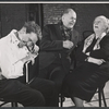 Director Burgess Meredith, John McGiver, and Maureen Delany in rehearsal for the stage production God and Kate Murphy