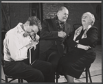 Director Burgess Meredith, John McGiver, and Maureen Delany in rehearsal for the stage production God and Kate Murphy