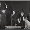 Mike Kellin, John McGiver, Fay Compton, Maureen Delany, and Larry Hagman in rehearsal for the stage production God and Kate Murphy