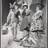 From foreground to background: William Francis, Ann Hodapp, Liz Sheridan, Marcia Lewis, Johnny La Motta, and Bill Hinnant in the stage production God Bless Coney