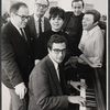 Book writer Ernest Kinoy, producer Joseph P. Harris, Eydie Gorme, unidentified man, Steve Lawrence, and composer Walter Marks in rehearsal for the stage production Golden Rainbow