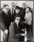 Book writer Ernest Kinoy, producer Joseph P. Harris, Eydie Gorme, unidentified man, Steve Lawrence, and composer Walter Marks in rehearsal for the stage production Golden Rainbow
