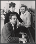 Eydie Gorme, Steve Lawrence, and composer Walter Marks in rehearsal for the stage production Golden Rainbow