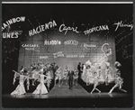 Steve Lawrence (center), Diana Saunders and Antony De Vecci [?] (far left), and company in the stage production Golden Rainbow