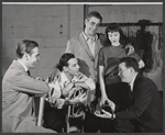 Richard Ney, Georges Guetary, Robert Strauss, Helen Gallagher and unidentified in rehearsal for the stage production Portofino
