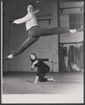 Jan Chaney [center] and unidentified in rehearsal for the stage production Portofino