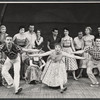 Carol Haney [center] Peter Gennaro [at right] and dancers in the stage production The Pajama Game
