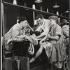 Eddie Foy Jr., John Raitt, Janis Paige and unidentified others in the stage production The Pajama Game