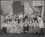 Thelma Pelish [fifth from left], Stanley Prager [with glasses eighth from left] and ensemble in the stage production The Pajama Game
