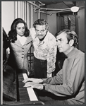 Barbara McNair, Hal Linden and Richard Adler in rehearsal for the 1973 Broadway revival of The Pajama Game