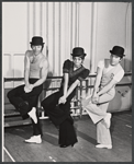 Sharron Miller [center] and unidentified others in rehearsal for the 1973 Broadway revival of The Pajama Game