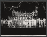 Baron Wilson [third from left], Chris Calloway [fifth from left], Marc Jordan, Willard Waterman, Sharron Miller, Cab Calloway, Barbara McNair, Hal Linden, Mary Jo Catlett, Hal Norman and ensemble from the 1973 Broadway revival of The Pajama Game