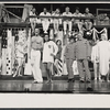 Hal Linden, Barbara McNair, Sharron Miller, Cab Calloway, Margret Coleman [third from right] Marc Jordan [second from right] and ensemble in the 1973 Broadway revival of The Pajama Game