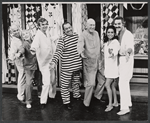 Zoya Leporska, Richard Adler, Cab Calloway, George Abbott, Barbara McNair, Hal Linden and unidentified [furthest left] in publicity pose for the 1973 Broadway revival of The Pajama Game