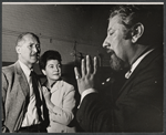 Eileen Herlie and Peter Ustinov in rehearsal for the stage production Photo Finish