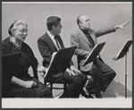 Aline MacMahon, Paul Shyre and Staats Cotsworth in the 1971 stage production Pictures in the Hallway