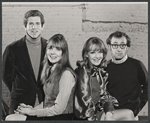 Tony Roberts, Diane Keaton, Woody Allen and unidentified actress in rehearsal for the stage production Play It Again, Sam
