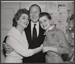 Jayne Meadows, Frederick Brisson and Dolores Hart during production of stage drama The Pleasure of His Company