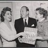 Jayne Meadows, Frederick Brisson and Dolores Hart during production of stage drama The Pleasure of His Company