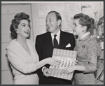 Jayne Meadows, Frederick Brisson and Dolores Hart during production of stage drama The Pleasure of His Company