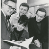 Arthur Storch, Steve Lawrence, Eydie Gorme and Ronald Field in rehearsal for the stage production Golden Rainbow.