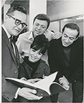 Arthur Storch, Steve Lawrence, Eydie Gorme and Ronald Field in rehearsal for the stage production Golden Rainbow.