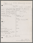 Stage manager's log