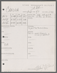 Stage manager's log