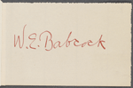 Babcock, W. E., ALS to WW. Oct. 18, 1864. 	
