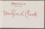 Memo about Milford Clark, wounded soldier, and letter to write on his behalf.