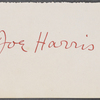 Harris, Joe, ALS to WW. Sep. 5, 1864.