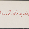 Kingsley, Charles S., ALS to WW. Mar. 21, 1863.