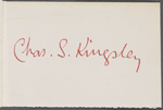 Kingsley, Charles S., ALS to WW. Mar. 21, 1863.