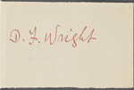 Wright, D. F., ALS to WW. Jan. 4, 1865. 	
