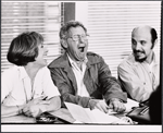 Gretchen Wyler, Jack Gilford and Hector Elizondo in rehearsal for the stage production Sly Fox