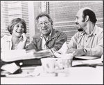 Gretchen Wyler, Jack Gilford and Hector Elizondo in rehearsal for the stage production Sly Fox