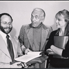 Bob Balaban, Ted Knight and Trish Hawkins in rehearsal for the stage production Some of My Best Friends