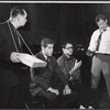 Sid Raymond, Tony Roberts, Sal Mineo and Ken Kercheval in rehearsal for the stage production Something About a Soldier