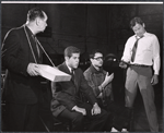 Sid Raymond, Tony Roberts, Sal Mineo and Ken Kercheval in rehearsal for the stage production Something About a Soldier