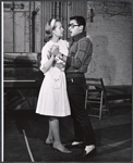 Gretchen Walther and Sal Mineo in rehearsal for the stage production Something About a Soldier
