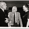 Herman Shumlin, Melvyn Douglas and Pert Kelton in rehearsal for the stage production Spofford