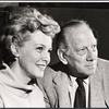 Barbara Britton and Melvyn Douglas in rehearsal for the stage production Spofford