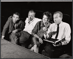 Gary Merrill, Bernard Evslin, Nancy Kelly and Herbert Swope Jr., in rehearsal for the stage production Step on a Crack