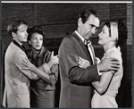 Donald Madden, Nancy Kelly, Gary Merrill and Maggie McNamara in rehearsal for the stage production Step on a Crack