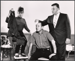 Vivienne Martin, David Brooks and Dean Dittman in rehearsal for the stage production The Sunday Man