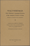 "Analysis of Poems," i.e. Leaves of Grass, by Richard Maurice Bucke, revised, annotated and corrected by Walt Whitman