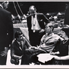 Johnny Carson [center] and unidentified others in the 1964 stage event Salute to the President